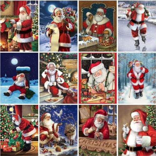 Diy 5D Diamond Painting Full Square Drill Santa Claus Embroidery Cross Stitch Christmas Gift Rhinestones Wall Art Home Decor