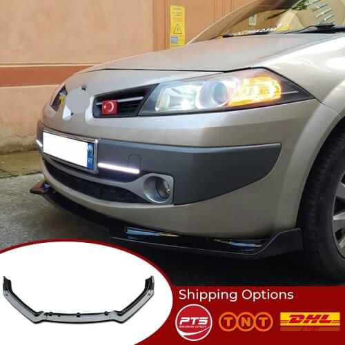For Renault Megane 2 Accessories Car Front Bumper Lip 3 pcs Black Splitter Diffuser Lip Body Kit Spoiler Bumpers