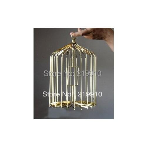 Free Shipping L Size Appearing Bird Cage Golden Magic Tricks