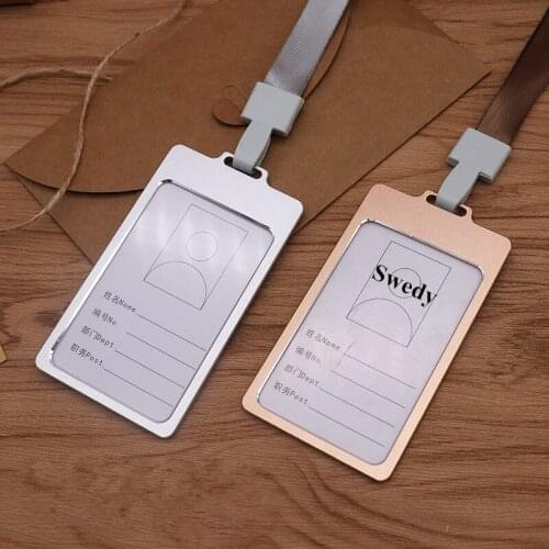Aluminium Alloy ID Badge Card Holder Employee Name ID Card Holder School Card Holder Name Badge Holder With Lanyard