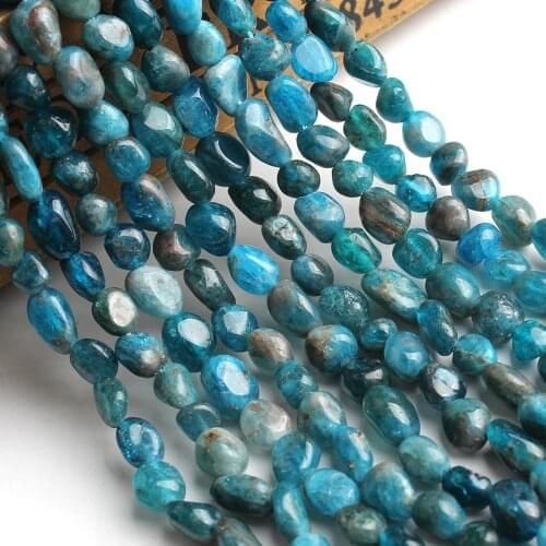 8-10mm Irregular Natural Blue Apatite Beads Loose Spacer Beads For DIY Jewelry Making Bracelet Necklace 15'' Strands