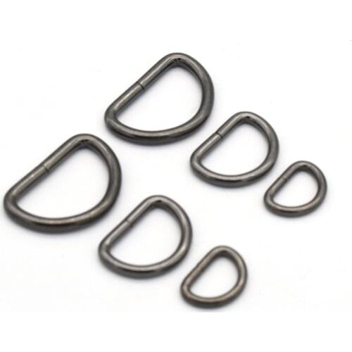 14-25mm Black D Ring Slide Buckles D Loops Bag Clasps Purse Rings Belt Strap Buckle D Bag Clasp for Leather Finding Webbing 20pc