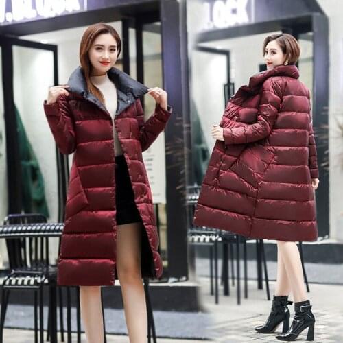 FNOCE 2020 winter womens down jackets high quality Wearable on both sides long sleeve Stand collar slim fashion casual coat