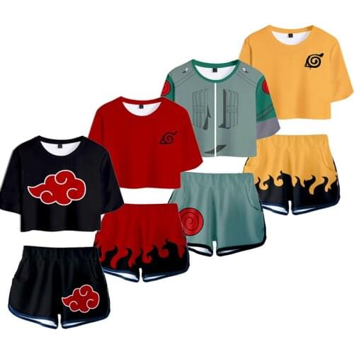Cosplay T-shirt Shorts Two piece Clothes Summer Shirts Short Sleeve Tees For Women Girls Sportswear
