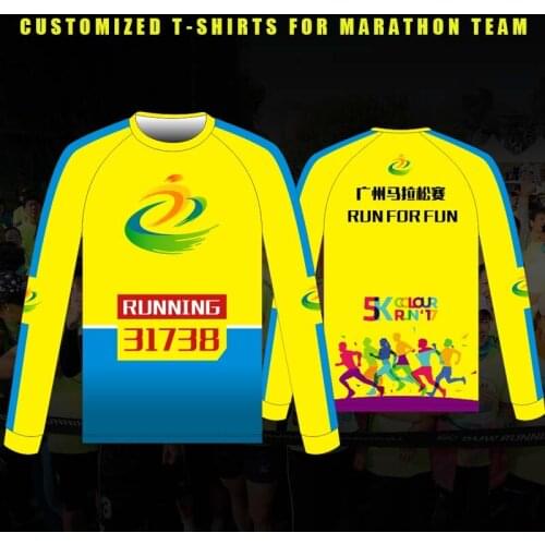 Customized fashion runnning jersey long sleeve t-shirts for marathon team soft quick dry sports men women personality shirts