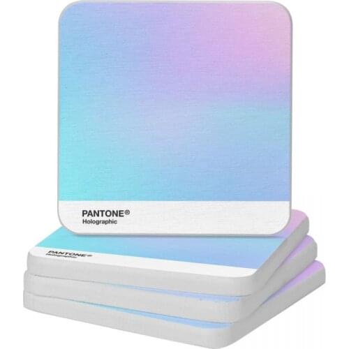 Holographic Iridescent Pantone Aesthetic Diatomite Square Round Coaster Heat Insulation Cup Bonsai Mat Soap Pad Diameter 10cm