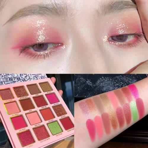 HUDAMOJI 16-Color Eyeshadow Waterproof Glitter Matte Pearlescent Makeup Cosmetics Shadow Cosplay Eye shadow