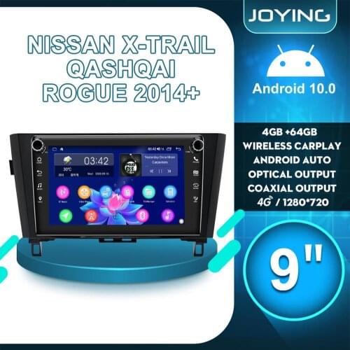 JOYING Head Unit 9 Inch Android 10 Car Radio Stereo DVR GPS Multimedia Player Carplay 4G For Nissan QashQai X-Trail Rogue 2014