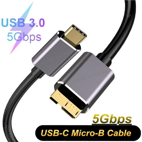 USB C Micro B Cable Micro B USB3.0 Cable Male to Male Data Cable HDD Case SSD Hard Disk Cable for Samsung Seagate WD Hard Drive