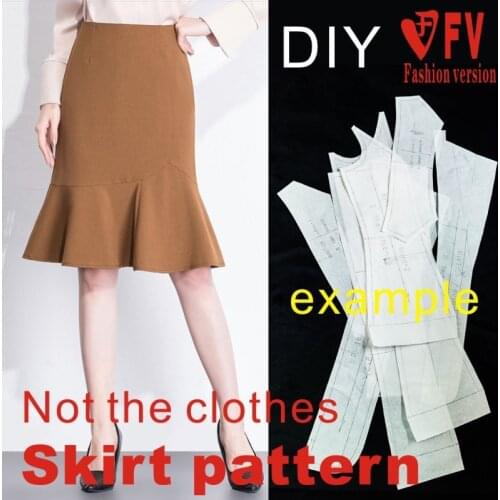 Garment pattern ruffle short skirt womens skirt 1:1 sewing design drawing BBQ-46