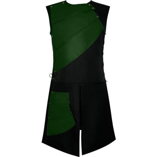 Halloween Adult Man Sleeveless Medieval Cosplay Costumes Bandage Knight Ranger Middle Ages Patchwork Blending Jacket Clothing