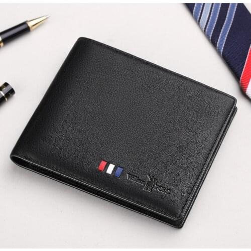 Leather Mens wallet super soft card holder bank card bag mens short Wallet