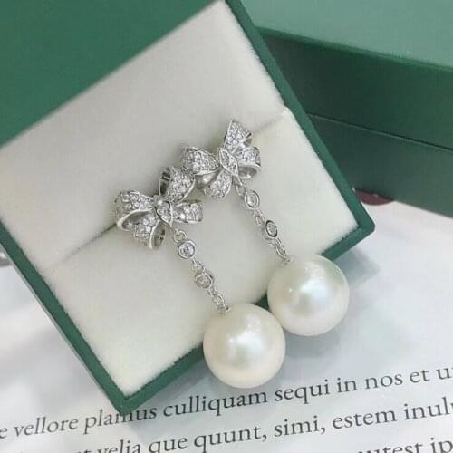 Bow Knot DIY 925 Sterling Silver Earrings Findings Settings Base Mountings Parts Mounts for Pearls Agate Crystal Stones Beads