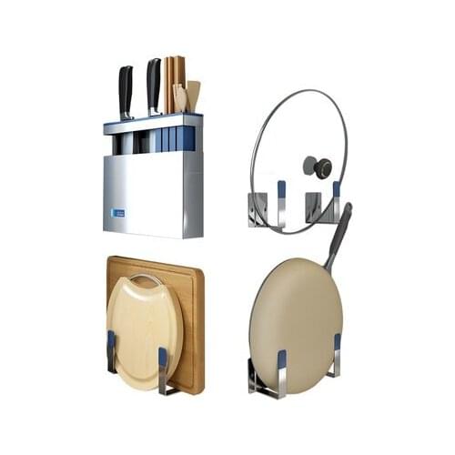 Kitchen rack wall hanging wall free punching wall knife holder pot cover board cutting board cutting board tool storage rack