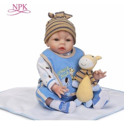 NPK 22inch Cute BeBes Reborn Doll Cotton soft Body Silicone Reborn Baby Dolls Lifelike Newborn child Gift Juguetes Babies Toys