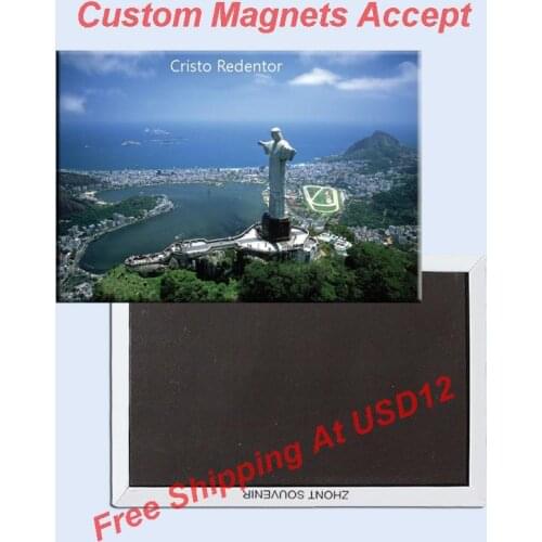 Memorabilia Magnets , Brazil Rio City View&Jesus Tourist Rectangle Rigid Fridge Magnet 5366 For kitchen Fridge