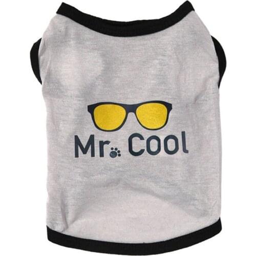 Cute Printed Dog Clothes Summer Pet Thin Gray T-shirt Pet Cat Vest Cotton T Shirt Pug Apparel Costume Dog Clothes For Small Dog