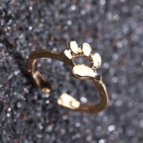 Lovely Cute Pet Paw Ring Resizeable Jewelry For Women Ladies Girls Gift Fashion Simple Cat Paw Opening Ring Banquet Jewelry