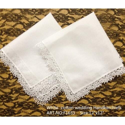 Fashion Women Handkerchiefs 12PCS/Lot 12x12"Scalloped Lace Wedding Handkerchiefs Hiht Quality Embroidered Hankies For Ladies