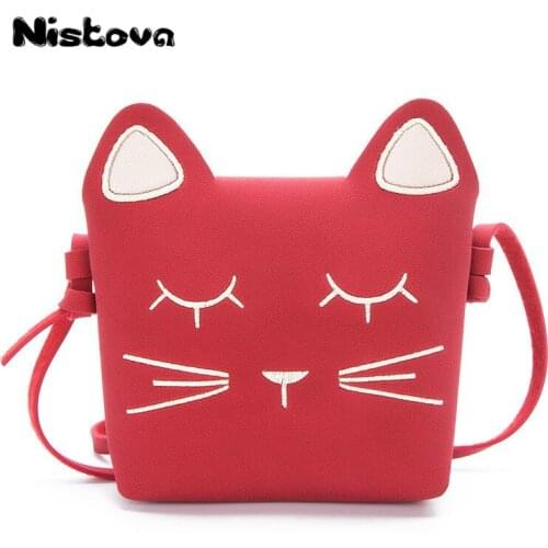 Childrens New PU Leather Cute Cat Handbag Girls Fashion Mini Messenger Bag Shoulder Bag Girl Christmas Gift Small Bag