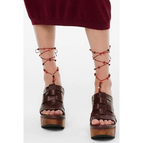 Vedawas New ZA Woven Thread Stone Anklet Bracelets for Women Bohemian Colorful Summer Handmade Anklets Dress Accessories Jewelry