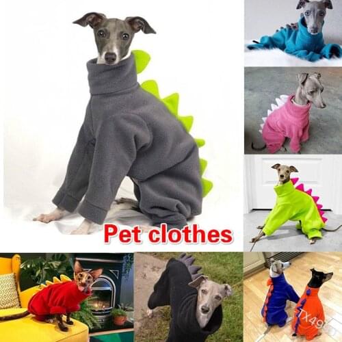 Dog Clothes Pet High Collar Sweater Matching Color Dinosaur Costume Long Sleeve Four Leg Dog Warm Coat Polar Fleece Clothing