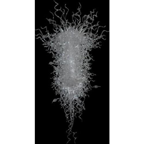 Wholesale High Ceiling Decoration Hand Blown White Clear Glass Modern LED Large Luxury Chandeliers for Villa Decor