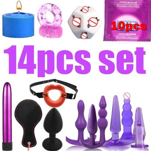 14pcs set Sex Toys For Couples Vibrator Butt Anal Plug Set Vibration Sensuality Vibrating Beads Kit Sexual Jueguetes Sex uales