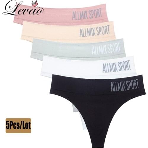 LEVAO 5Pcs/Lot Sexy No Trace Ladies Panties Lingerie Tanga Womens Underwear Thongs Fashion Cotton Seamless G-String Briefs
