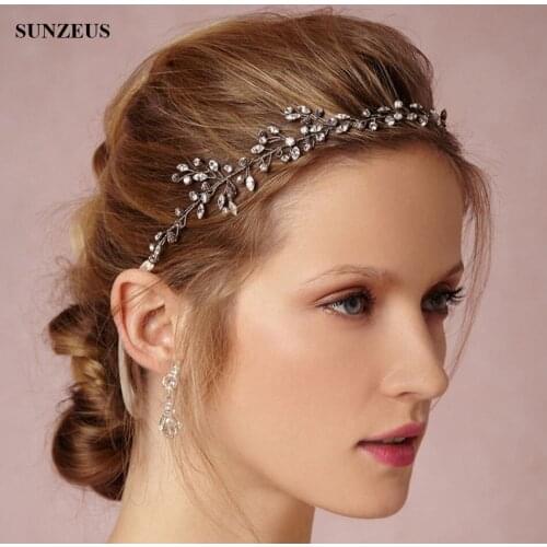 Silver Bridal Hair Sash Simple Crystal Head Chain Hand-made Wedding Accessory SQ0187