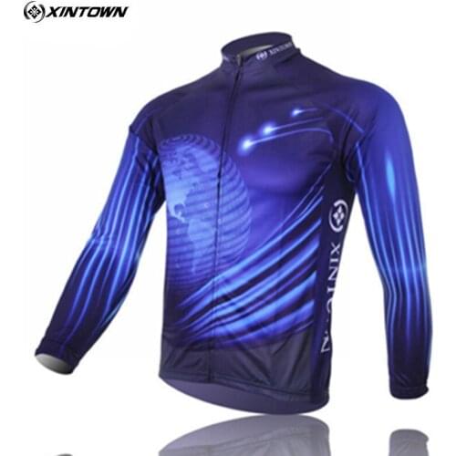 XINTOWN Team Pro Blue Light Cycling Jerseys Bike Sportwear Bicycle Long sleeve jersey Top Breathable S-4XL