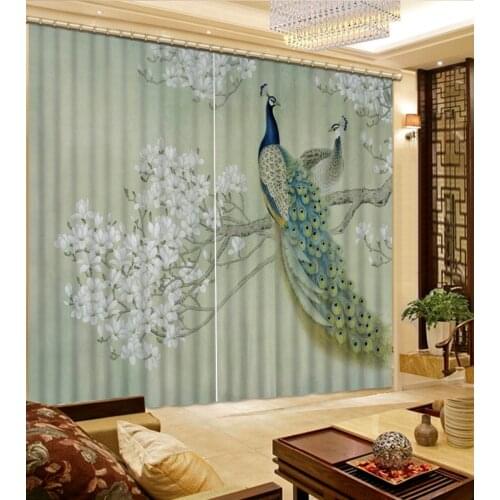 High Quality Customize size Modern peacock fashion decor home decoration for bedroom living room curtain