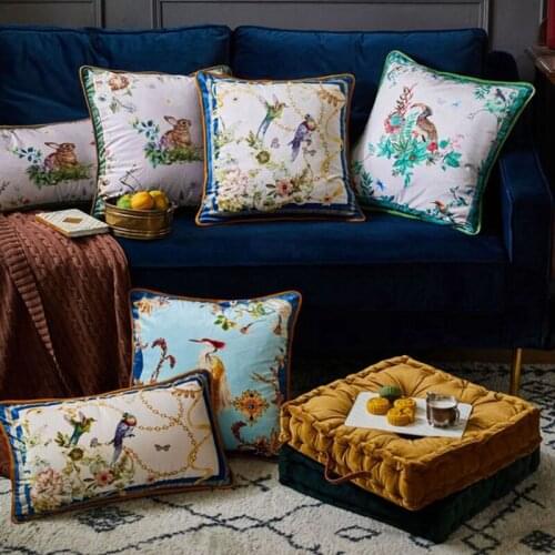 Modern Simple Flannel Pillowcase Flower Bird Printing Bedroom Sofa Decorative Pillows Case Home Bed Chair Nap Car Cushion Cover
