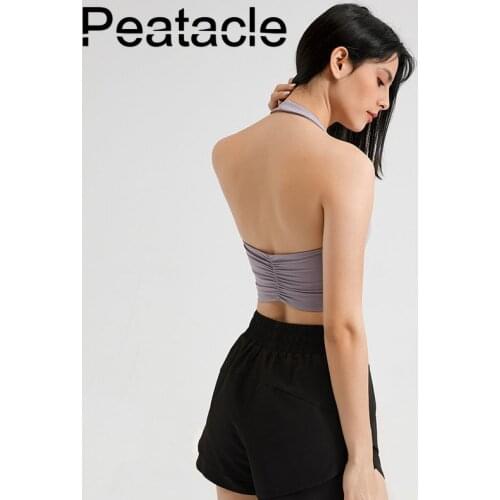 Peatacle Halter Sport Bra Women Shockproof Gather Stereotype Fitness Yoga Vest Beauty Back Padded High Impact Sexy