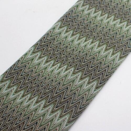 Knitting Lace Fabrics Zig Zag 1 Meter Light Green Wave Striped Soft Crocheted Lace Cloth For Dress 150CM Wide 170g/Meter
