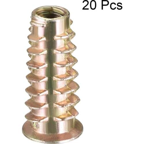 Uxcell 20pcs M6 M8 19mm 25mm 10mm 12mm 15mm 18mm Zinc Alloy Thread Hex Drive Flat Head For Wood Insert Nut Furniture Nuts