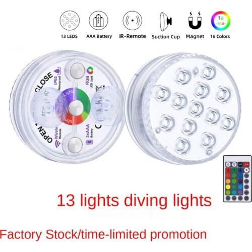 New 13 Lights Remote Control Diving Light with Magnet Suction Cup Waterproof Swimming Pool Light Underwater Atmosphere Light