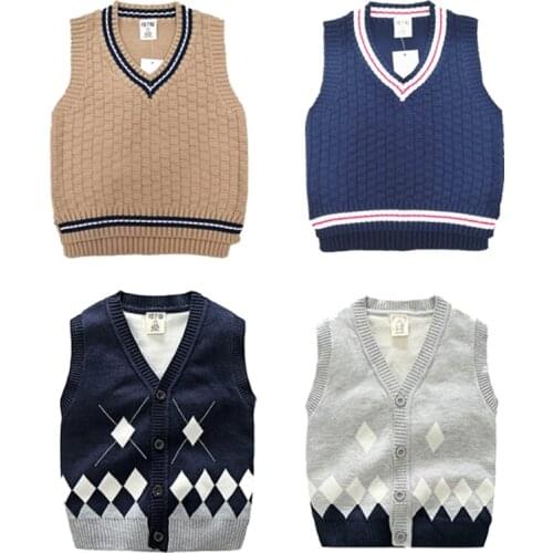 Boys Knitted Vest Sweater Coat Children Warm Soft Cotton New Jacket Vest Clothing For Kids 3-7 Years Fashion Autumn Outwear