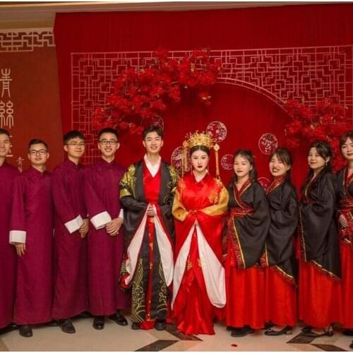 High-end Personage customization Standard Chinese style wedding Hanfu Costume Ancient Royal Couple apparel Emperor Queen Clothes
