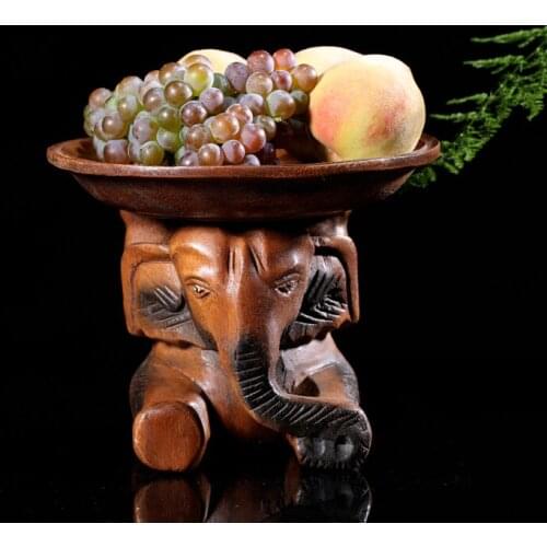 NEWYEARNEW Wooden Fruit Tray plate Southeast Asia Home Decoration Creative Candy tray Furnishing Retro Elephant wedding gifts
