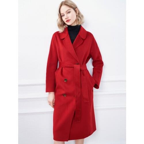 Womens Clothing 2021 Winter New Double Faced Wool Coat Long Over Knee Loose Tweed Coat