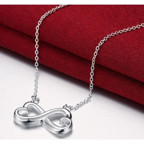 Luxury Brand New 925 Sterling Silver Necklace Infinity Love Heart Chain Necklaces For Woman Fine Jewelry