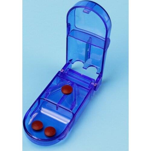1PC Cute Pills Case Splitter Medicine Tablet Cutter Container Storage Box Cut Dose Medical Kit Storaage Box JE 0657