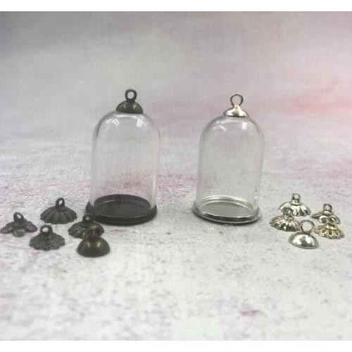 10/30/50/100/300pcs 30x20mm Tube glass globe beads cap glass dome set glass bottle vial pendant necklace pendant jewelry finding
