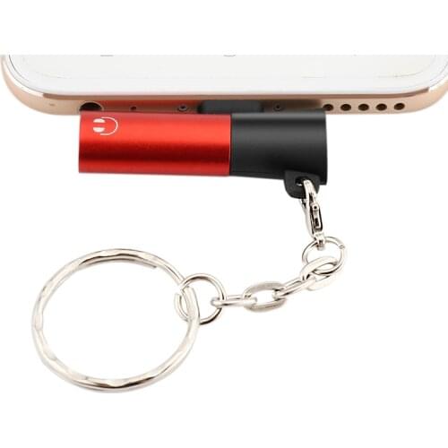 2 In 1 Type C to 3.5mm Audio Charging Adapter Keychain for Huawei P30 Xiaomi Mi 8 6 Samsung S10 Plus listening Splitter Aux Jack