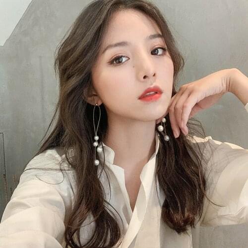 2021New Trendy Metal Pearl Dangle Earrings For Women Fashion Charm Lady Drop Earrings Party Classic Aesthetic Pendant Jewelry