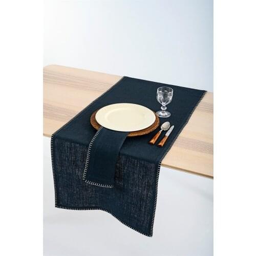 100% linen dark green table runner luxury band sewn by hand 50x150 Table Cloth Models restaurant Tablecloth bohemian style nordic for home decoration party tea table presentable Valentines day dinner christmas table