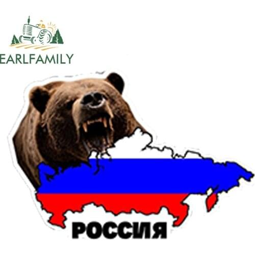 EARLFAMILY 13cm x 7.8cm Car Styling Car Sticker Russia Soviet Union Flag Ussr Russia Cccp Bear Card Waterproof Accessories
