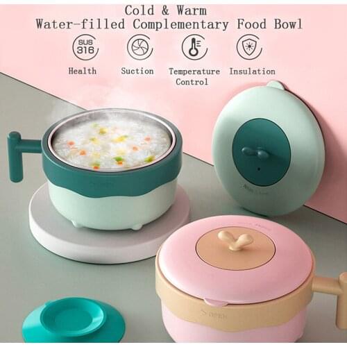 Stainless Steel Water-filling Insulation Bowl Kids Tableware Eating Supplementary Food Suction Cup Bowl Baby Sucker Feeding Bowl