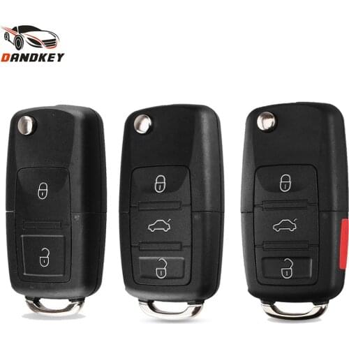 Dandkey 2/3/4 Button Remote Flip Folding Car Key Shell Replacement for VW Volkswagen MK4 Bora Golf 4 5 6 Passat Polo Bora Touran